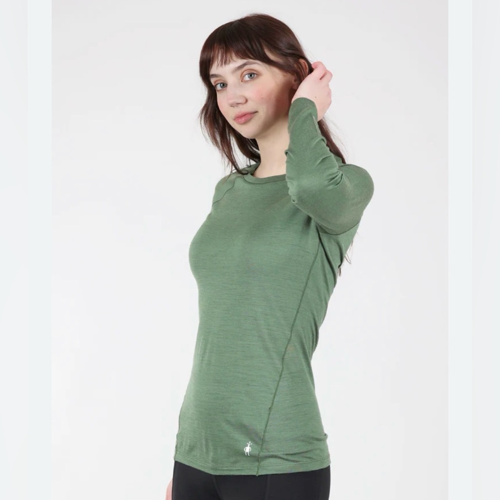 Smartwool everyday merino wool crew long sleeve top fern green women’s M NEW - Picture 3 of 9
